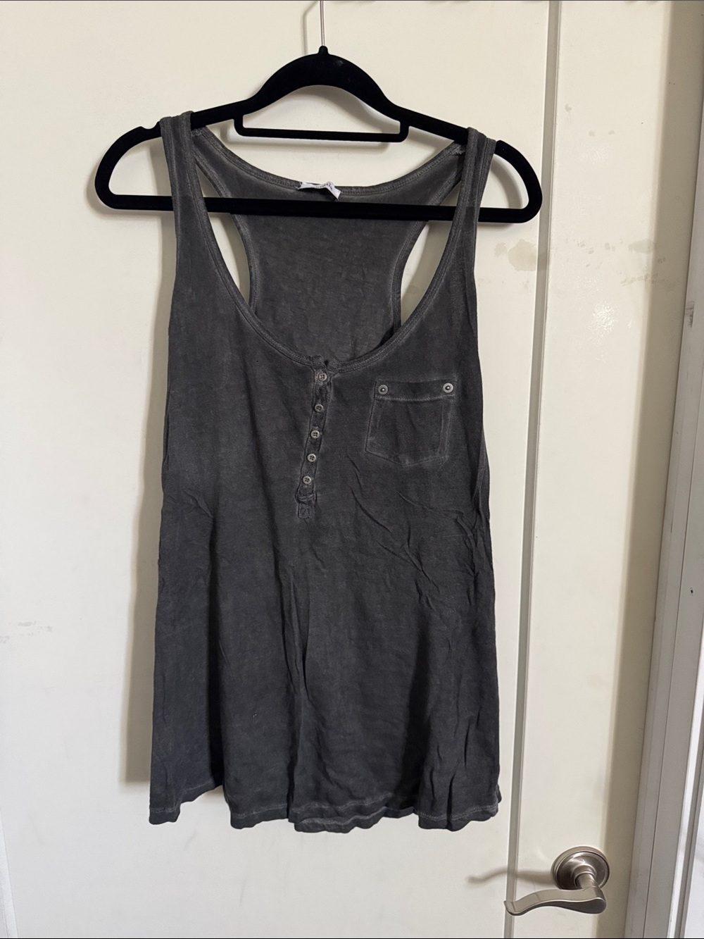 Washed Charcoal Racerback Tank Top L
